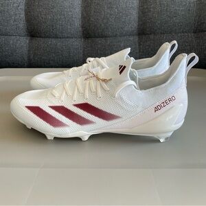 adidas Men’s Size 13 ADIZERO ELECTRIC+ FOOTBALL CLEATS White/Maroon IH0536 NEW